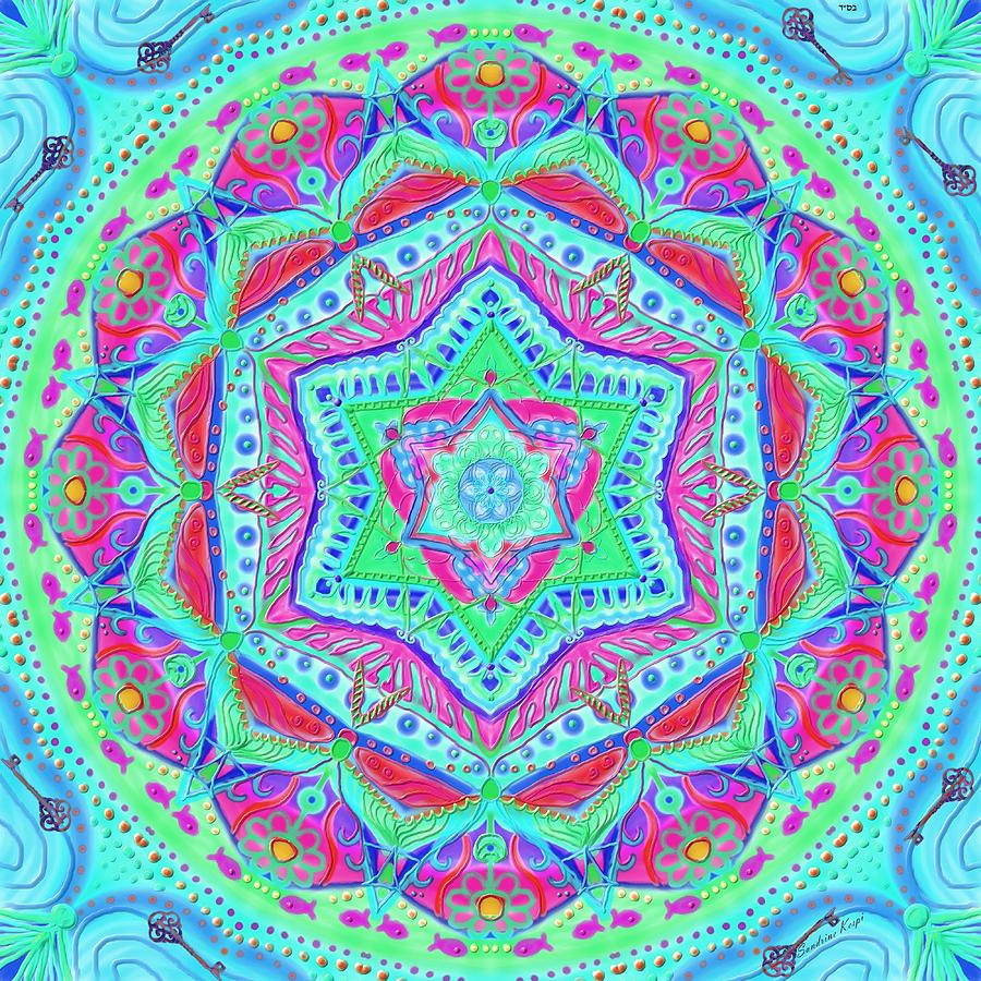 Birth mandala- blessing symbols Digital Art by Sandrine Kespi