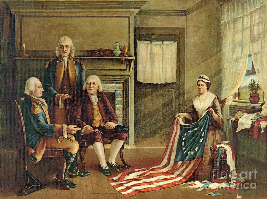 George Washington Painting - Birth of Our Nations Flag by G H Weisgerber