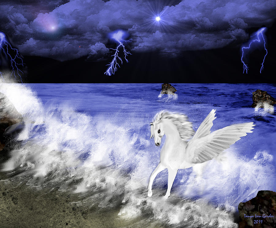 Pegasus Digital Art - Birth of Pegasus by Tanya Van Gorder