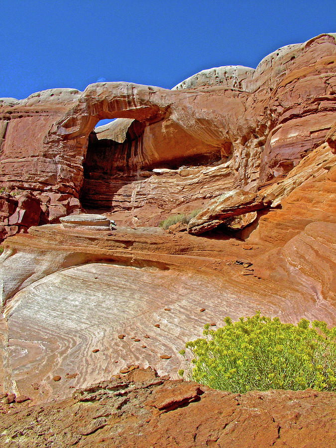 Birthday Arch  and Rabbitbrush off Highway 89 North, Utah  Photograph by Ruth Hager