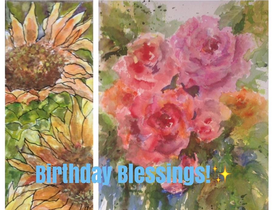 Birthday Blessings Painting by Cheryl Wallace