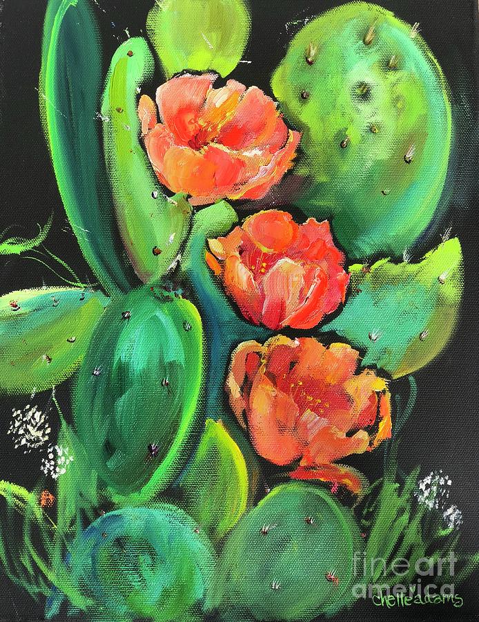 Cactus Painting - Birthday Blooms by Chelle Adams