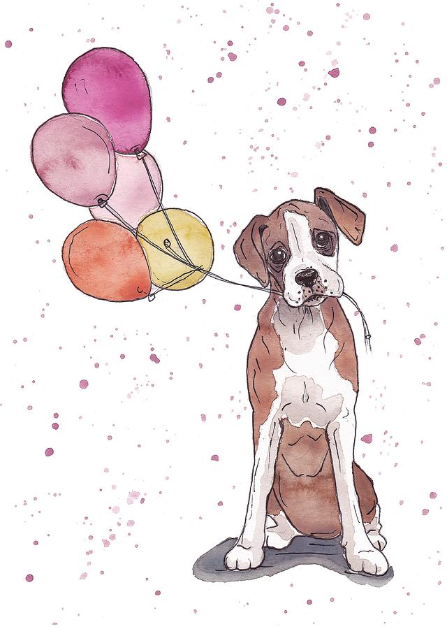 Birthday Painting - Birthday Boxer by Katrina Davis