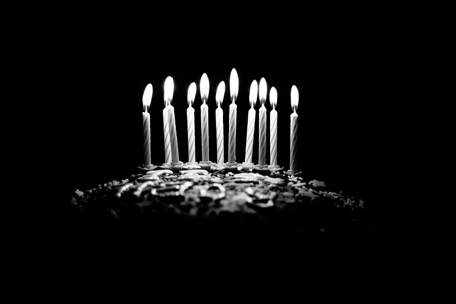 birthday candle black and white