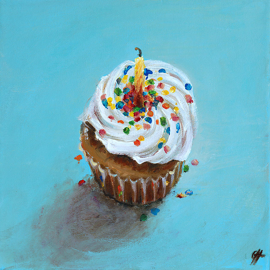 Birthday Cupcake Painting by Cari Humphry - Fine Art America