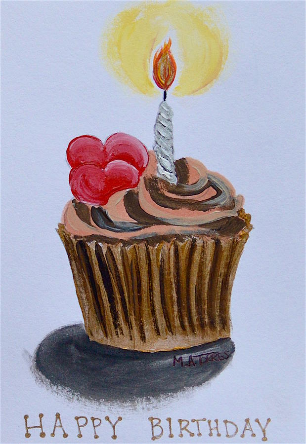 Birthday Cupcake Painting by Melissa Torres