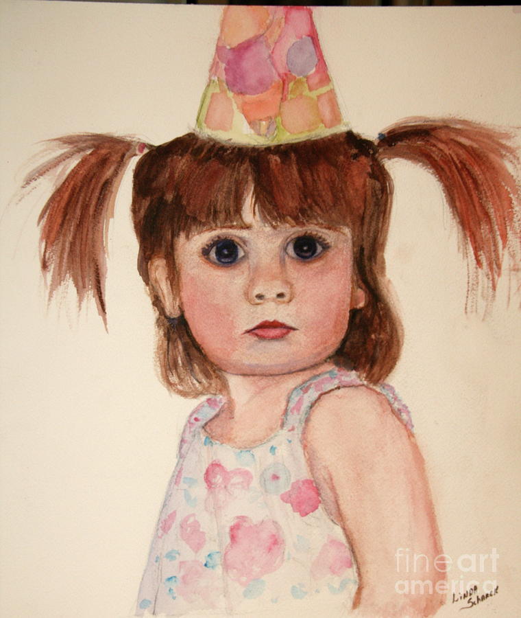 Child Painting - Birthday Girl by Linda Scharck