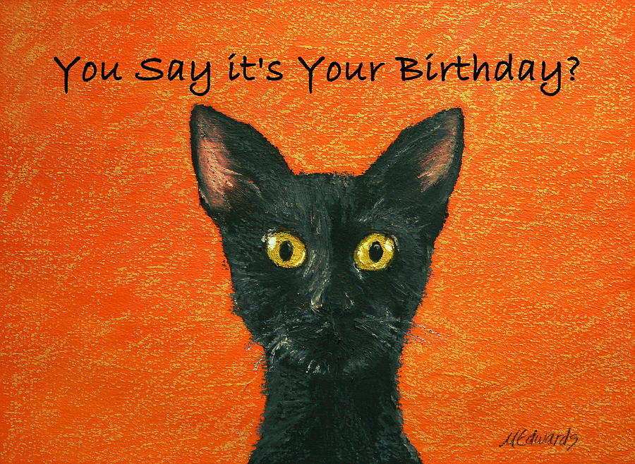 Birthday Kitty Painting by Marna Edwards Flavell