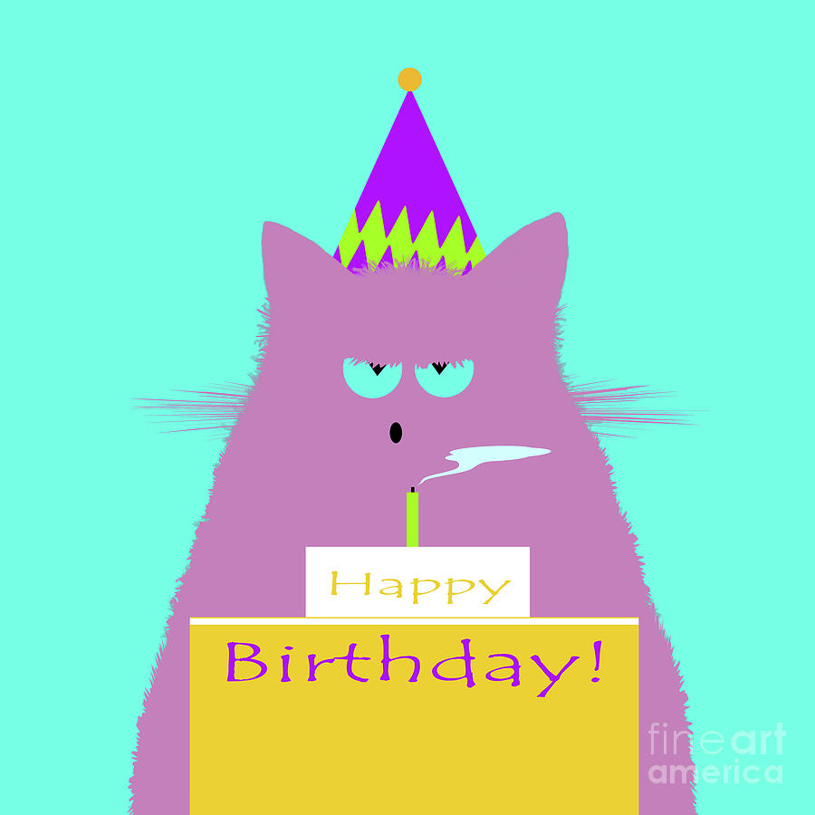 Birthday Lilac Cat Digital Art