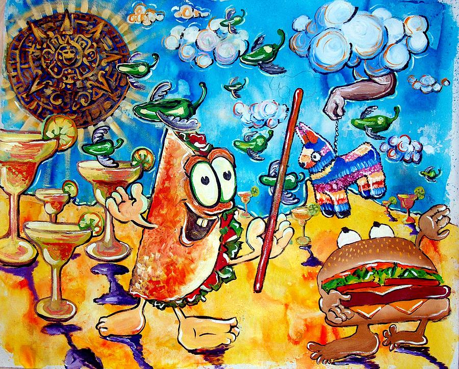 Birthday party with mister Taco and Piata Painting by Charles Harrison ...