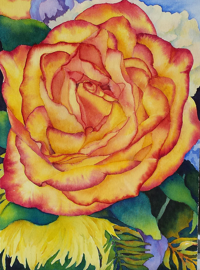Birthday Rose Painting by Judy Mercer