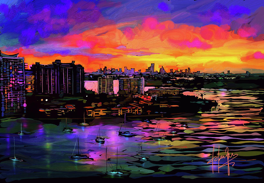 Biscayne Bay, Miami Painting by DC Langer