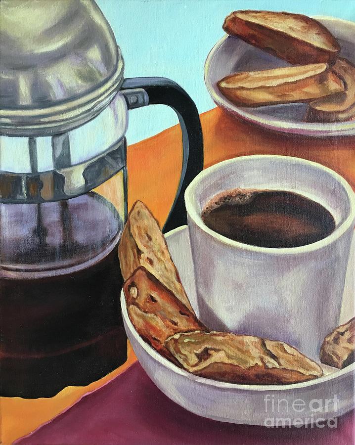 Coffee Painting - Biscotti  by Laura Napoli