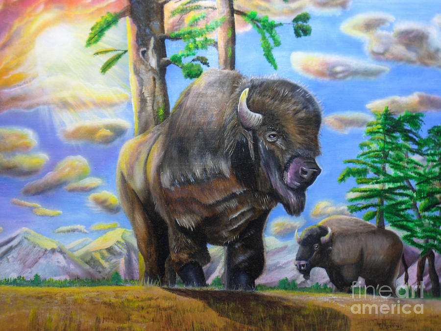 Bison Acrylic Painting Painting