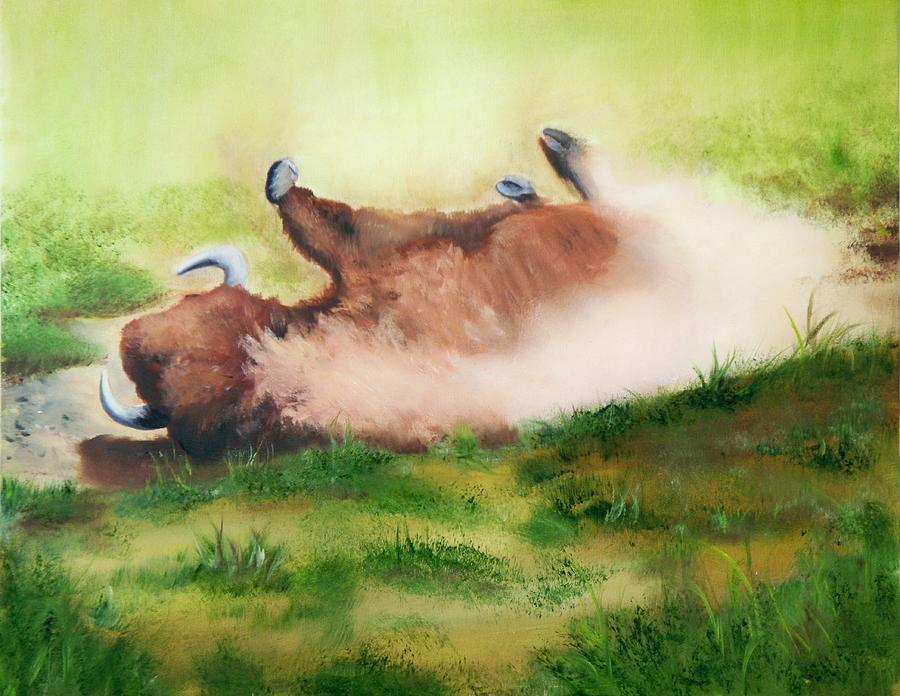 Bison Dirt Bath Painting by Joni McPherson