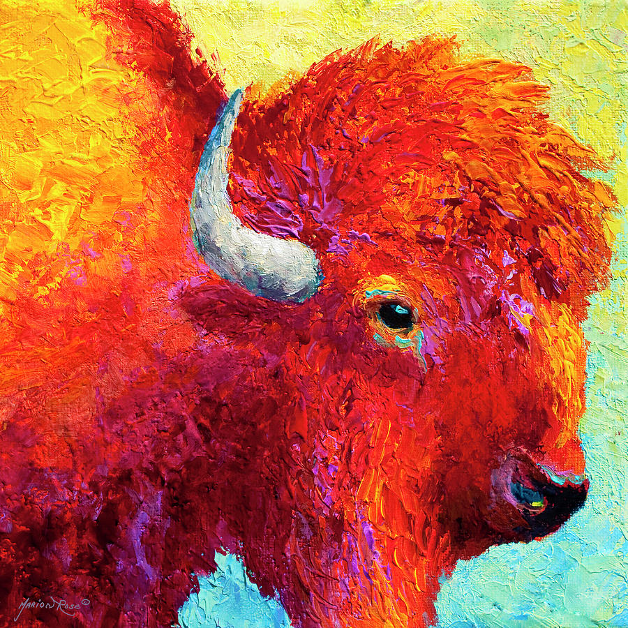 Bison Head Color Study IV Painting by Marion Rose