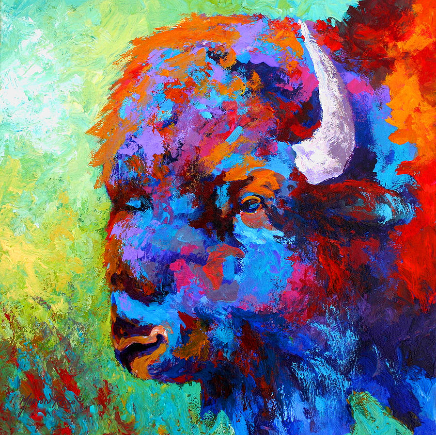 Wildlife Painting - Bison Head II by Marion Rose