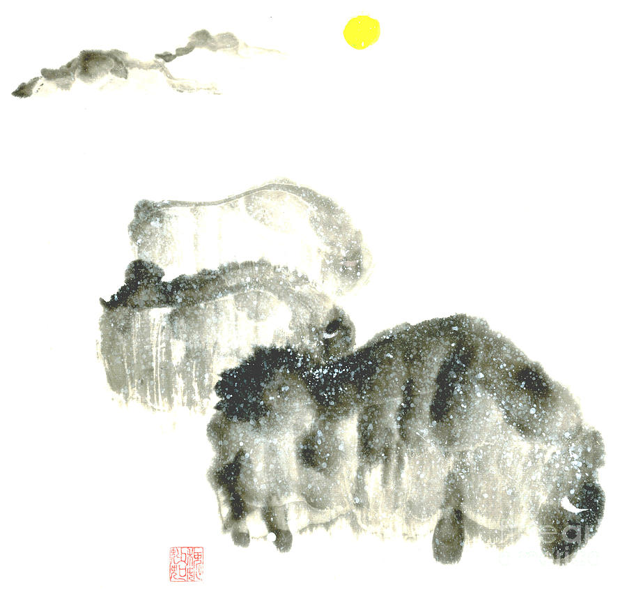Bison In Snow II Painting by Mui-Joo Wee Bison In Snow II Painting by Mui-Joo Wee