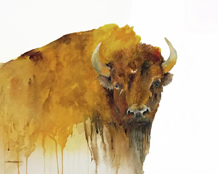 Bison Painting by Maureen Moore