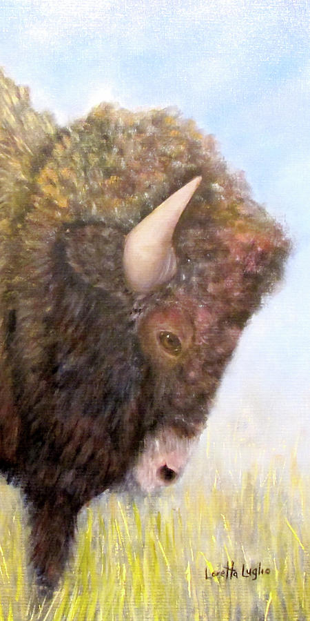 Bison Profile Painting by Loretta Luglio