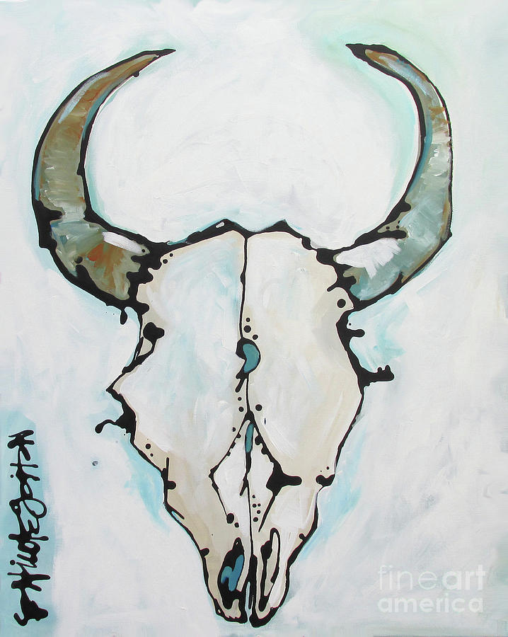 Bison Skull Painting - Bison Skull #2 by Nicole Gaitan