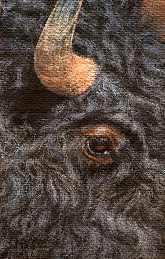 Bison Painting - Bison Up Close by David Stribbling