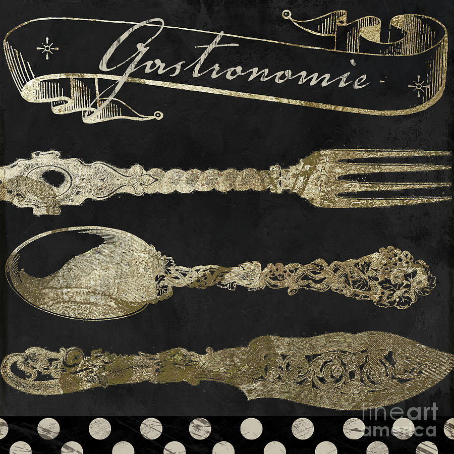 Bistro Parisienne Gastronomie Gold Painting by Mindy Sommers