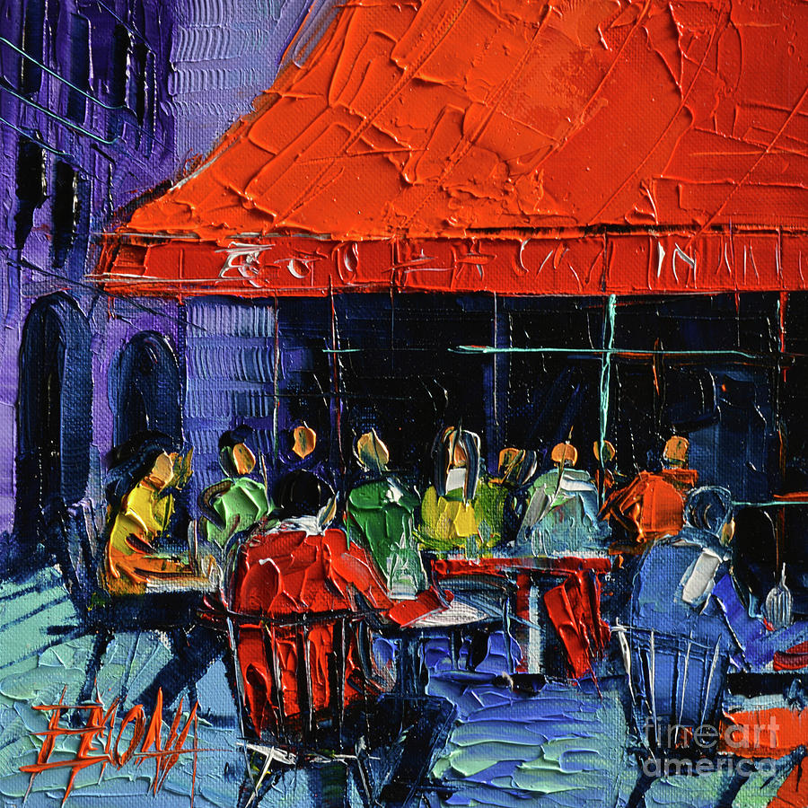 Bistrot Rouge Rendezvous Painting by Mona Edulesco