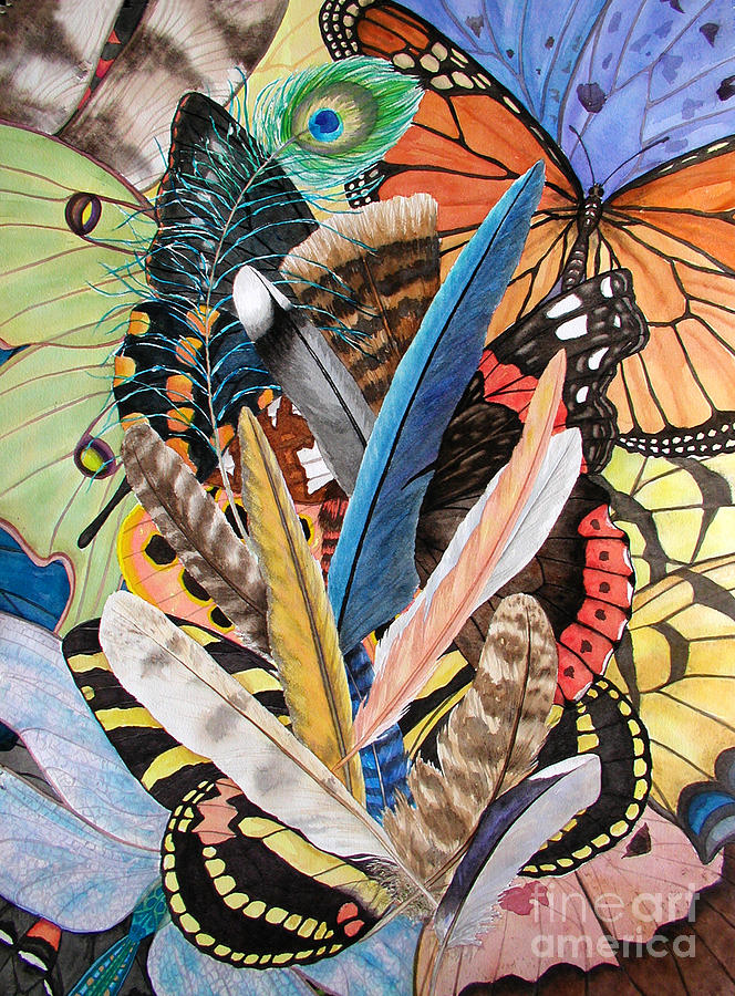 Feather Painting - Bits of Flight by Lucy Arnold