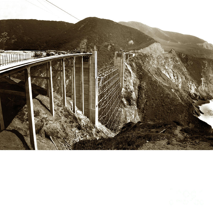 Big Sur Photograph - Bixby Creek Bridge, Big Sur 1932 by California Views Archives Mr Pat Hathaway Archives
