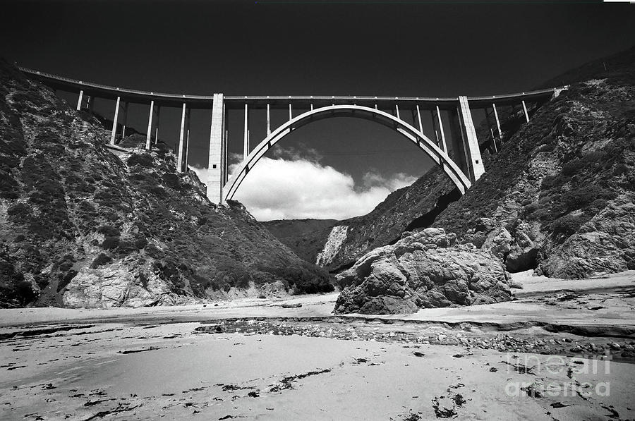 Black And White Photograph - Bixby Creek Bridge for Bixby Beach  1987 by Monterey County Historical Society