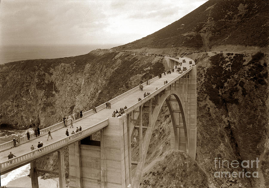 Bridge Photograph - Bixby Creek Bridge Big Sur opening day November 27 1932 by Monterey County Historical Society