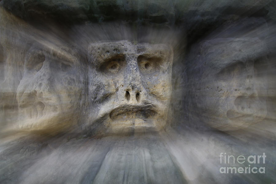 Bizarre Stone Heads - Rock Sculptures - in zoom Photograph by Michal Boubin