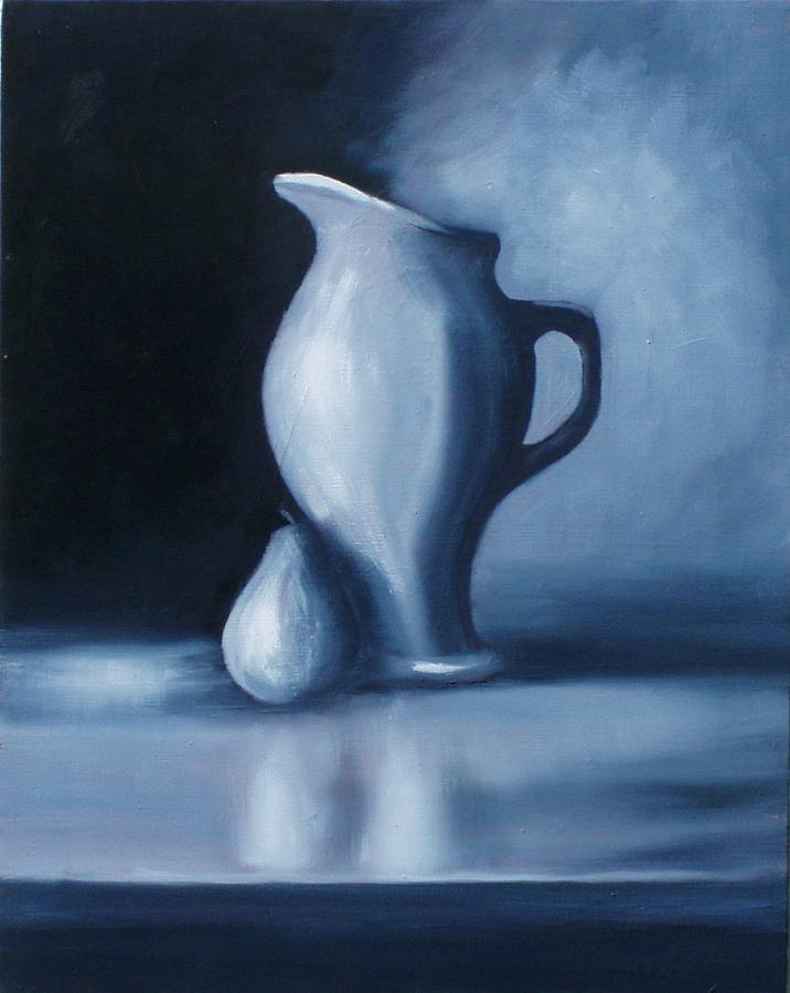 Black - white pitcher Painting by Gene Gregory