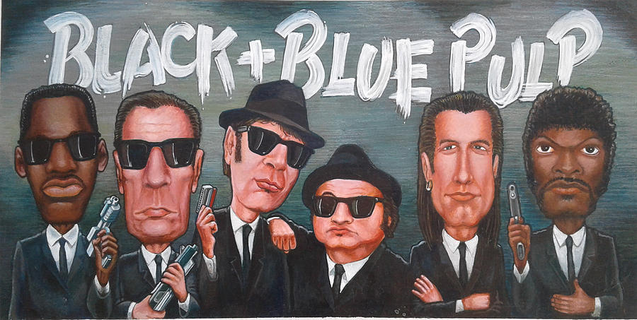 Pulp Fiction Painting - Black and Blue Pulp by Scott Pallack