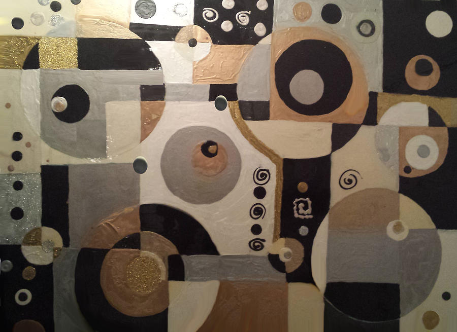 Black And Gold Circles Painting By Landrell Scurlock - Pixels