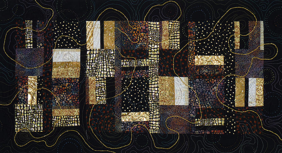 Black and Gold Tapestry - Textile by Pat Dolan