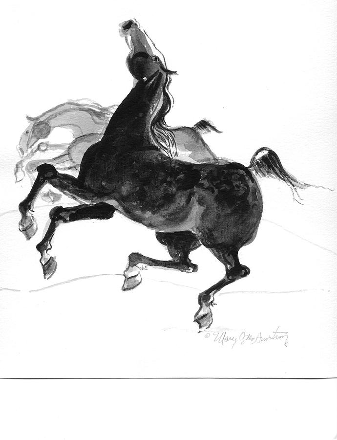 Horse Drawing - Black And Gray by Mary Armstrong