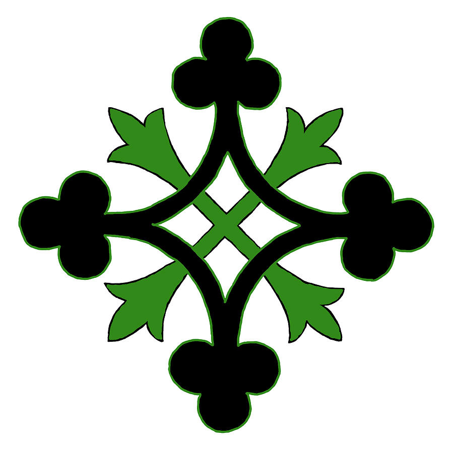 Black and Green Clover Style Greek Cross Digital Art by For Licensing ...