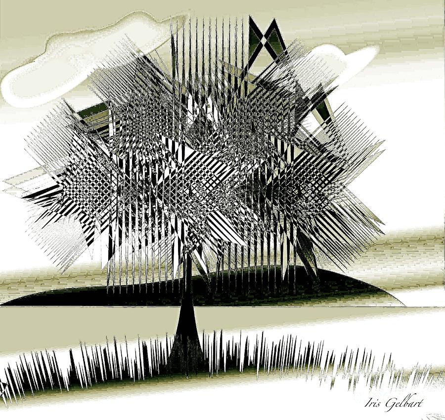 Black and Green Tree Digital Art by Iris Gelbart