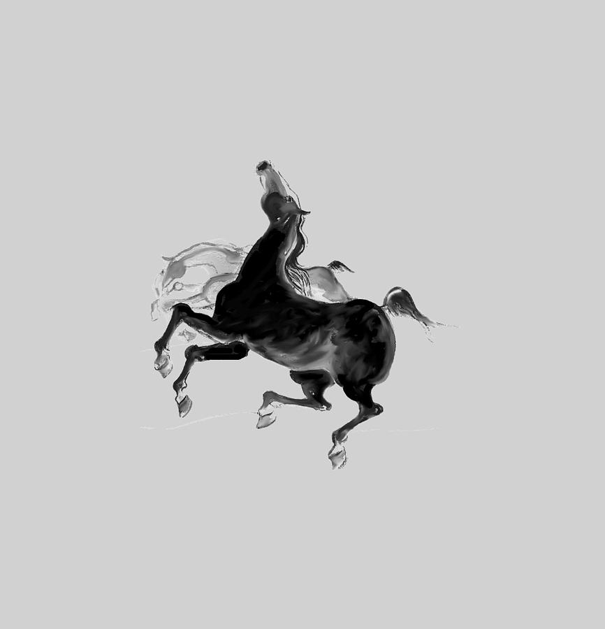 Horse Drawing - Black and proud by Mary Armstrong