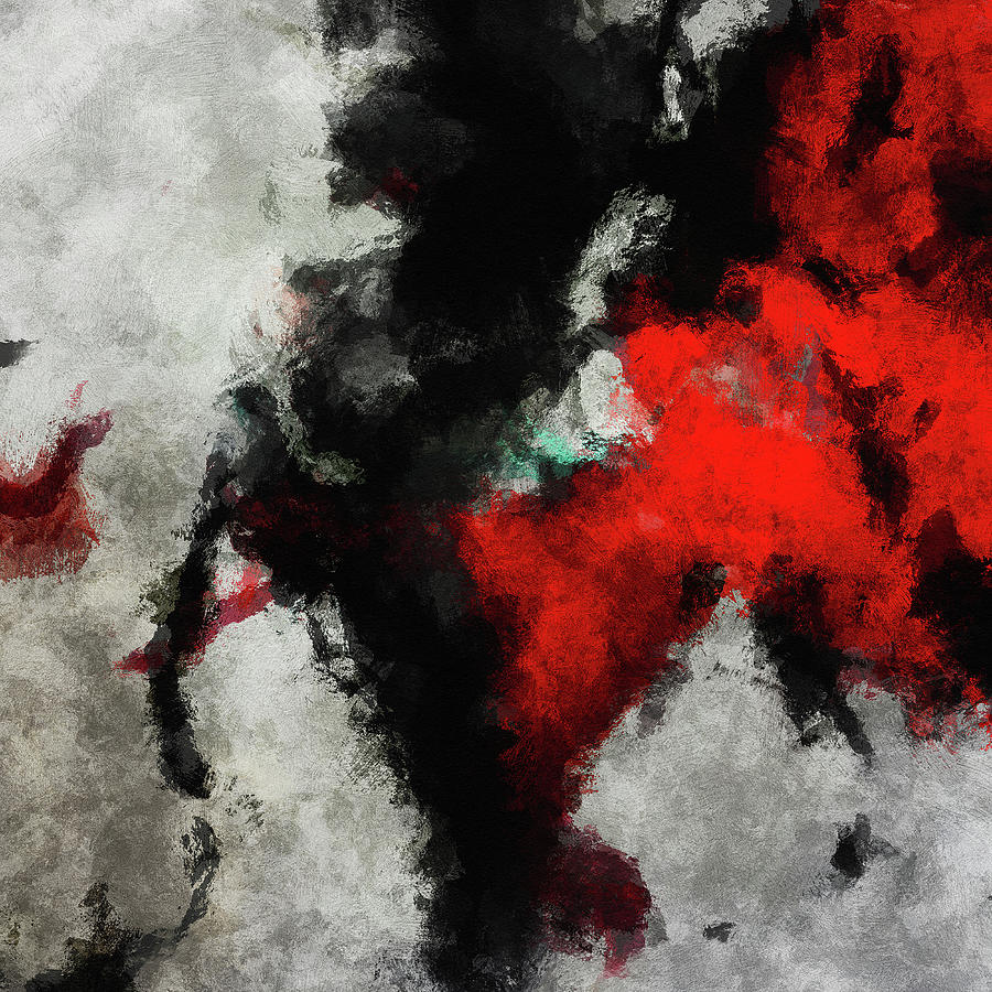 Black and Red Abstract Minimalist Painting Digital Art by Inspirowl Design
