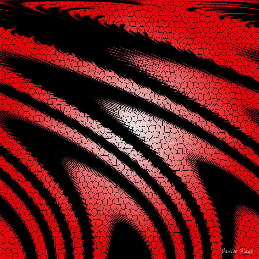 Black And Red Glass Texture Abstract Design Digital Art by