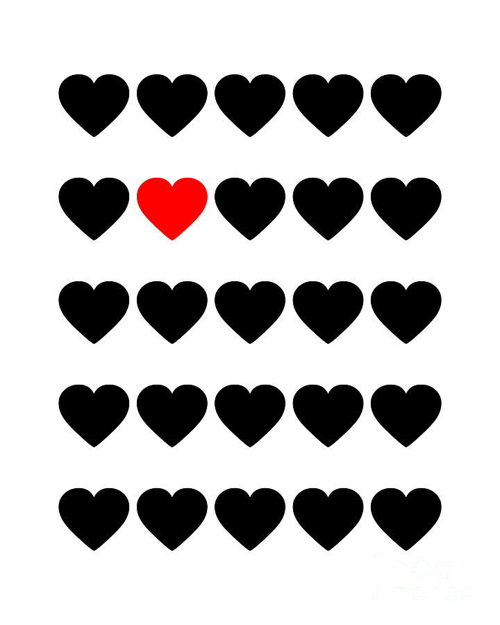 Black and Red Hearts Digital Art by Edit Voros