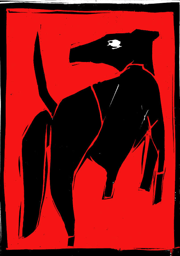Black and Red series - Dog Digital Art by Edgeworth Johnstone