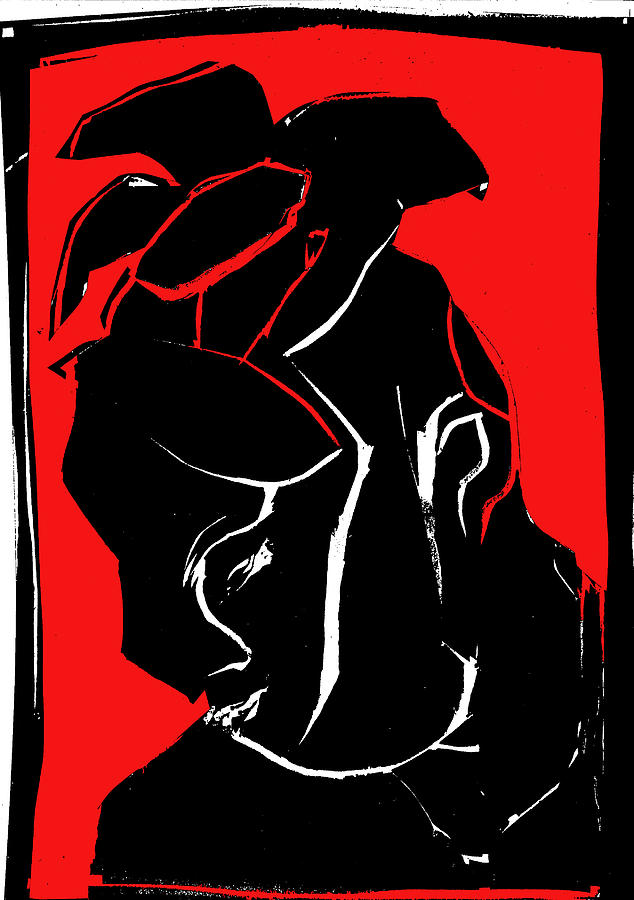 Black and Red series - Flower hat Digital Art by Edgeworth Johnstone