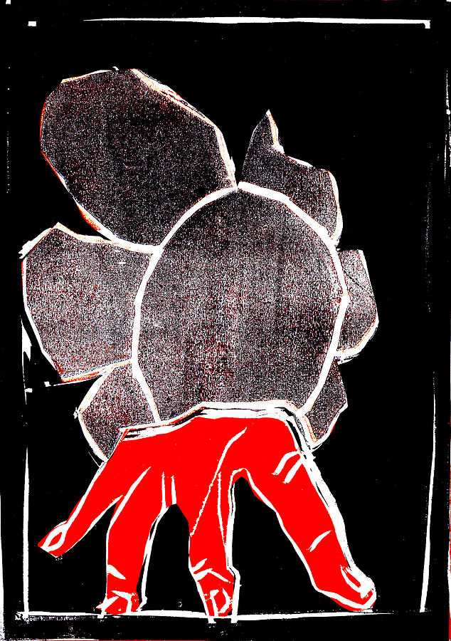 Black and Red series - Hand and flower 2 Digital Art by Edgeworth Johnstone