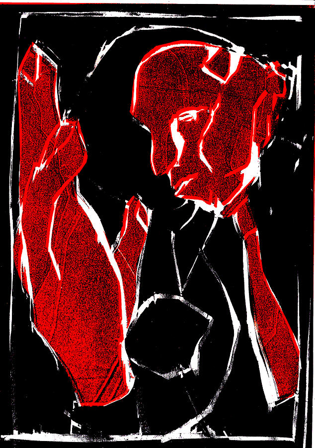 Black and Red series - Man and hand 2 Digital Art by Edgeworth Johnstone