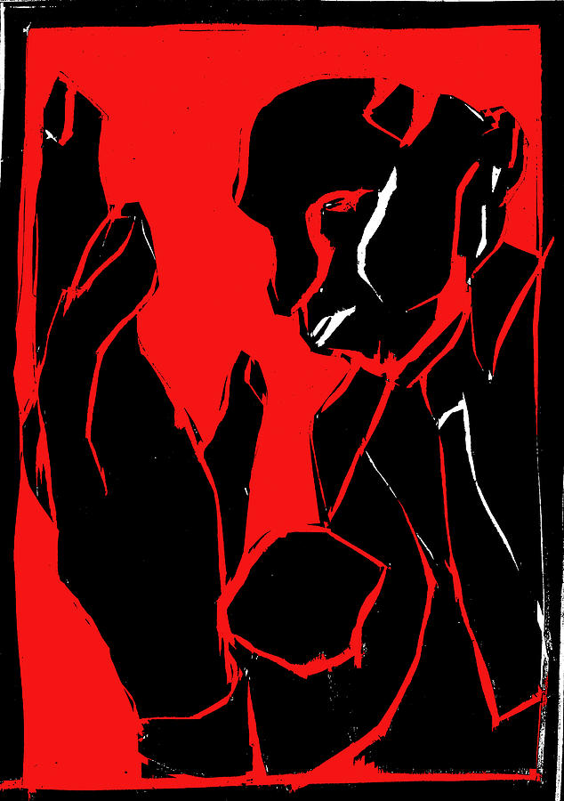 Black and Red series - Man and hand Digital Art by Edgeworth Johnstone