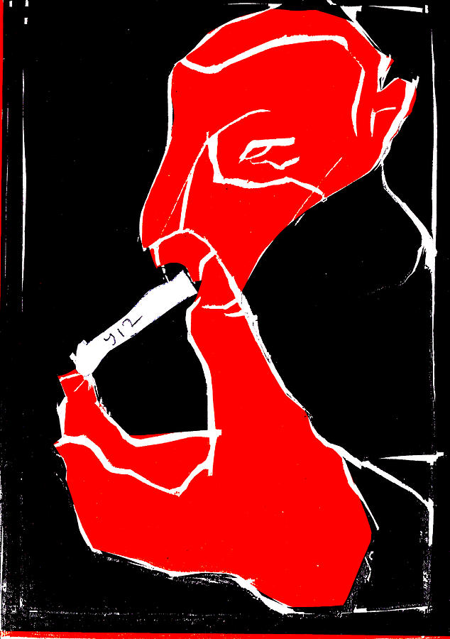 Black and Red series - Smoker smoking at hand 2 Digital Art by Edgeworth Johnstone